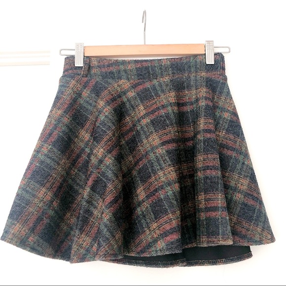 LNWOT Plaid Wool A-Line Skirt - Picture 1 of 2